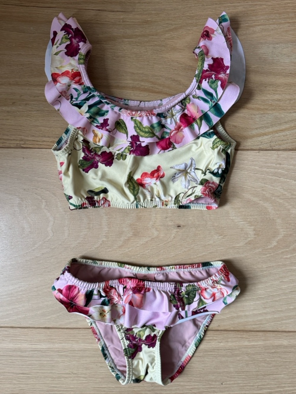 PQ Swim - Girls Summer Hibiscus Flutter Bikini - Two Piece Set - Size 6